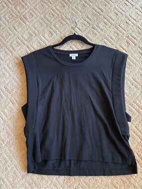 Cuyana Black Boxy Cropped Muscle Tank